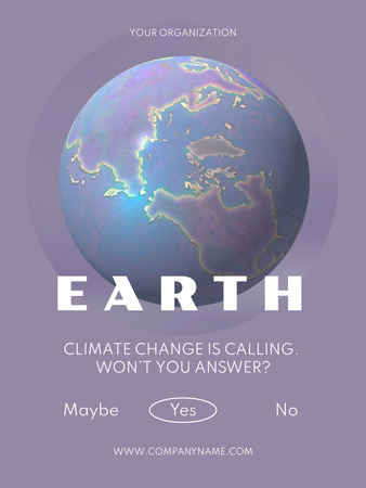 Climate Change Awareness with Illustration of Earth Poster US Design Template