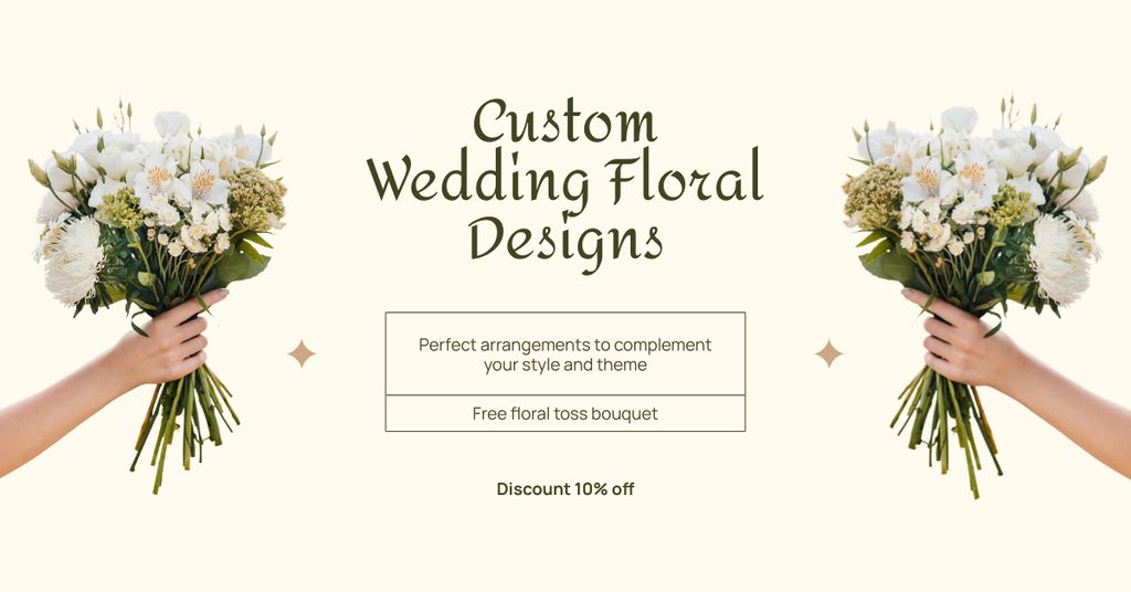 Designvorlage Craft Wedding Bouquets from Fresh Fragrant Flowers für Facebook AD