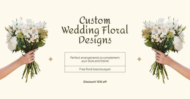 Designvorlage Craft Wedding Bouquets from Fresh Fragrant Flowers für Facebook AD