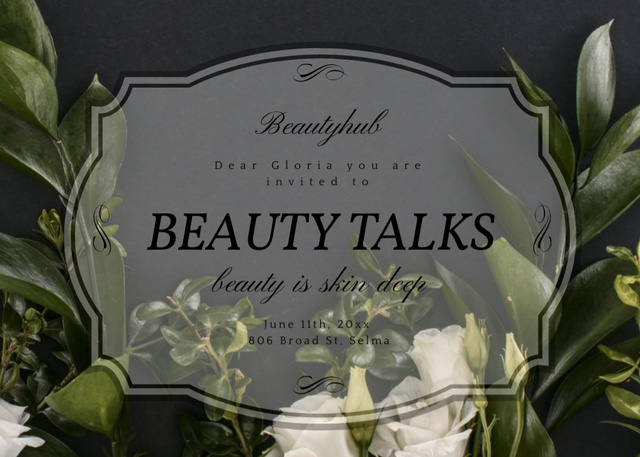 Interesting Beauty Talks Announcement with Tender Spring Flowers Flyer 5x7in Horizontalデザインテンプレート
