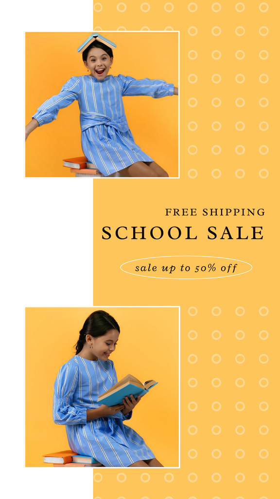 Ontwerpsjabloon van Instagram Story van Free Shipping School Supplies Sale
