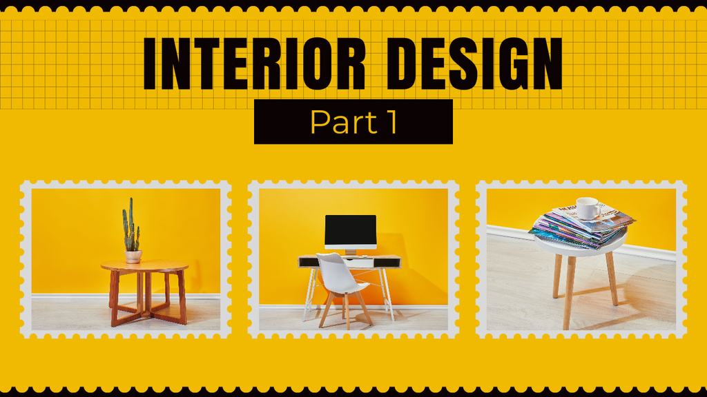Interior Design Collage on Yellow Youtube Thumbnail Design Template