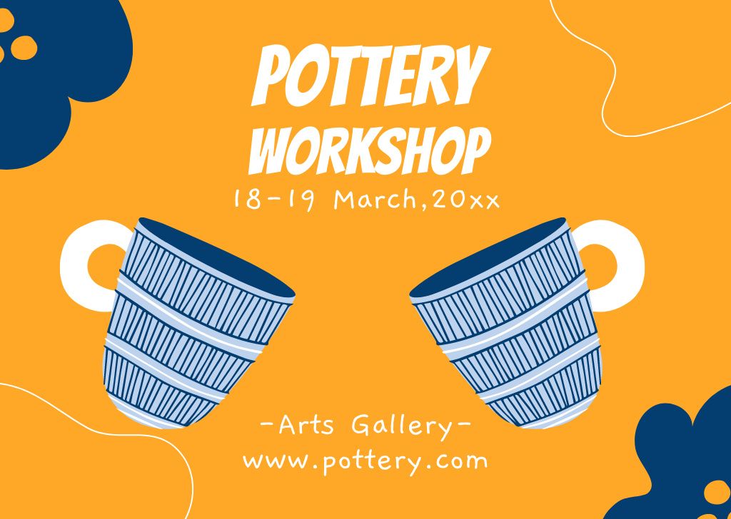 Pottery Workshop Announcement With Illustration Card Design Template