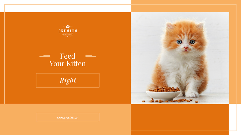 Cute Cat with Bowl Presentation Wide – шаблон для дизайна