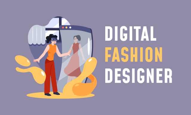 Modèle de visuel Digital Fashion Designer Services Promotion - Business Card 91x55mm