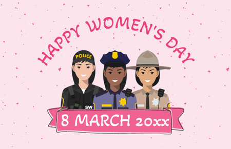 Designvorlage Gruß zum Frauentag mit Frauen in verschiedenen Berufen für Thank You Card 5.5x8.5in