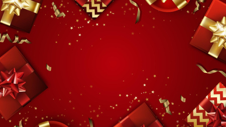 Designvorlage Christmas Presents In Packages With Bows für Zoom Background