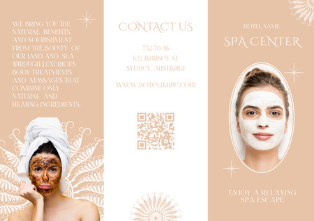 Services of the Spa Center with Young Attractive Women Brochure Design Template