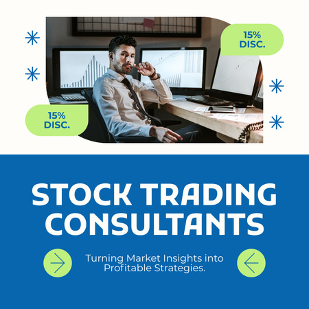 Discount on Low-Quality Services of  Stock Trading Consultant Instagram AD Design Template