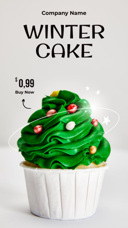 Bakery Ad with Winter Green Cupcake Instagram Story Design Template