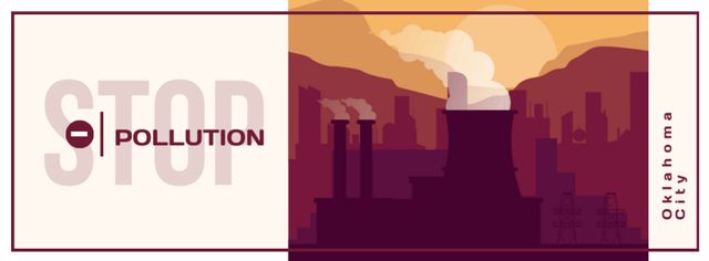Thick smoke from industrial chimney Facebook cover Design Template