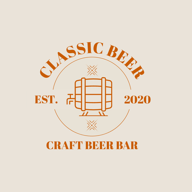 Plantilla de diseño de Pub Ad with Keg of Beer Logo 1080x1080px 