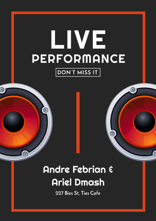 Live Music Performance Event Announcement Poster Design Template