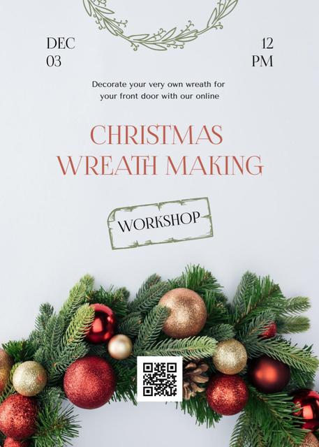 Ontwerpsjabloon van Invitation van Christmas Wreath Making Announcement