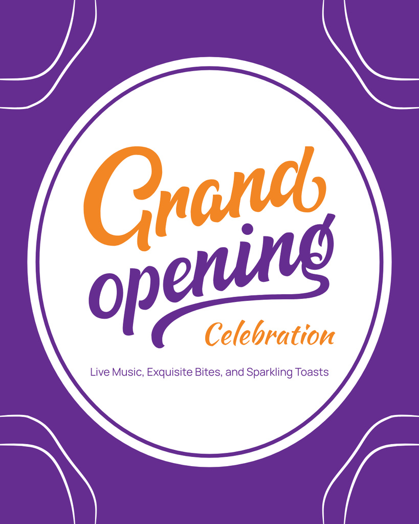 Stylish Grand Opening Celebration With Live Music And Toasts Instagram Post Vertical Design Template