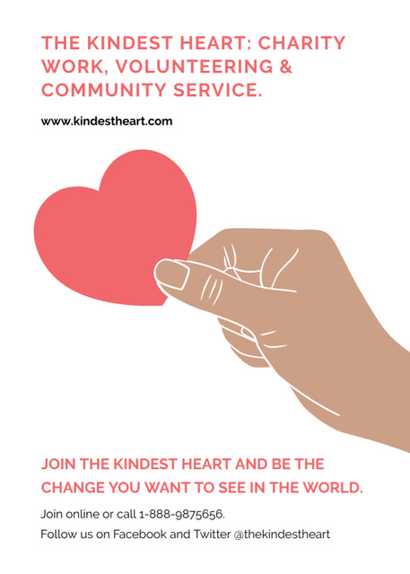 Charity Event with Hand Holding Heart in Red Flayer Design Template