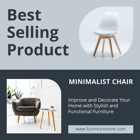 Furniture Ad with Modern Armchairs Instagram Design Template