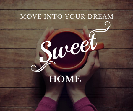 Dream Quote woman holding Coffee cup Facebook Design Template