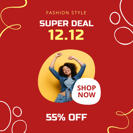 Sale Announcement with Young Girl Instagram Design Template