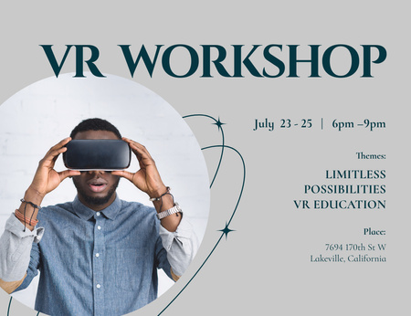 African American Man on Virtual Workshop Announcement Invitation 13.9x10.7cm Horizontal Design Template