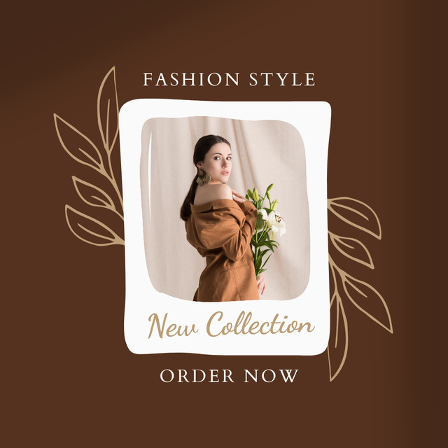 Fashion Ad with Girl in Tender Dress Instagram Design Template