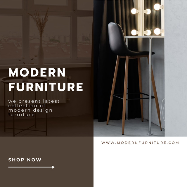 Designvorlage Modern Furniture Pieces Offer In Brown für Instagram
