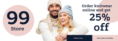 Knitwear store ad couple wearing Hats Tumblr Šablona návrhu