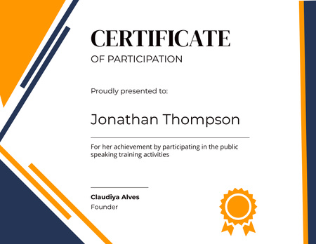 Award of Participation in Training Activities Certificate Design Template