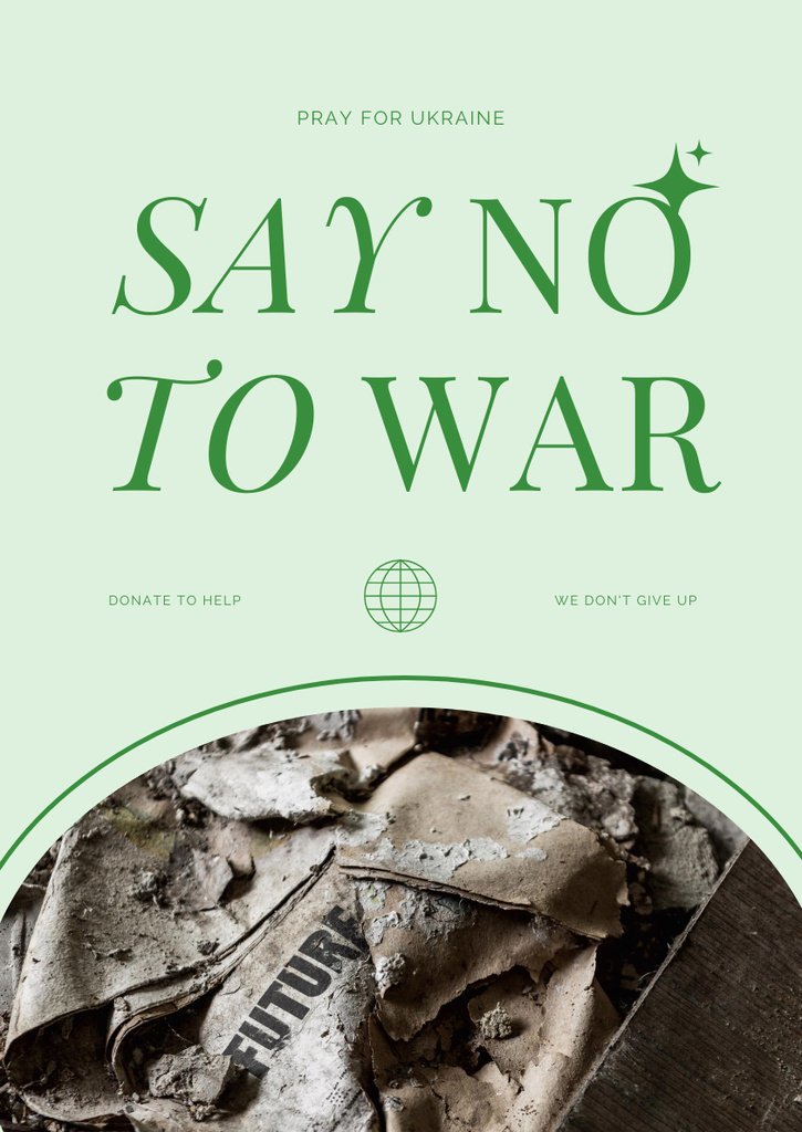 Detailed Awareness about War in Ukraine In Green Poster A3 – шаблон для дизайна