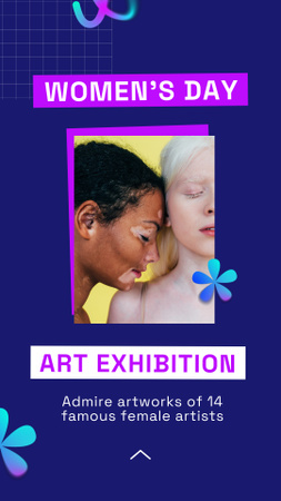Exposição de arte no Dia da Mulher com artistas femininas Instagram Video Story Modelo de Design