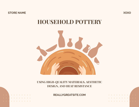 Household Pottery Offer With Vases Thank You Card 5.5x4in Horizontal Design Template