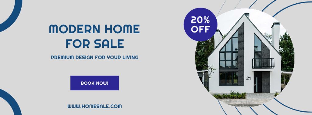 Modern White Home For Sale Facebook cover Design Template