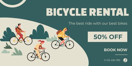 旅行やアクティブな観光のためのレンタル自転車 Twitterデザインテンプレート