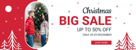 Big Sale of Christmas Gifts Red and White Facebook cover Design Template