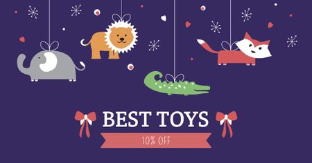 Designvorlage Cute hanging Toy Animals für Facebook AD