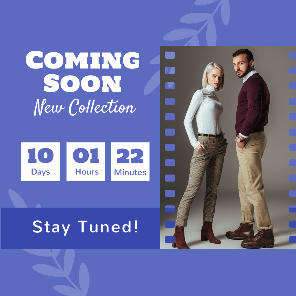 Female and Male Fashion Clothes Sale on Blue Instagram Design Template