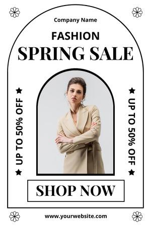 Fashion Spring Sale Announcement for Women Pinterest Design Template