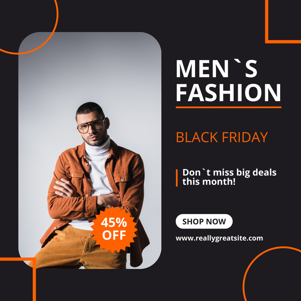 Sale of Man's Clothes on Black Friday Instagram Design Template