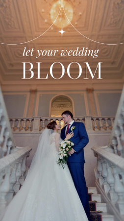 Plantilla de diseño de Anuncio de agencia de bodas con hermosa pareja en las escaleras Instagram Story 