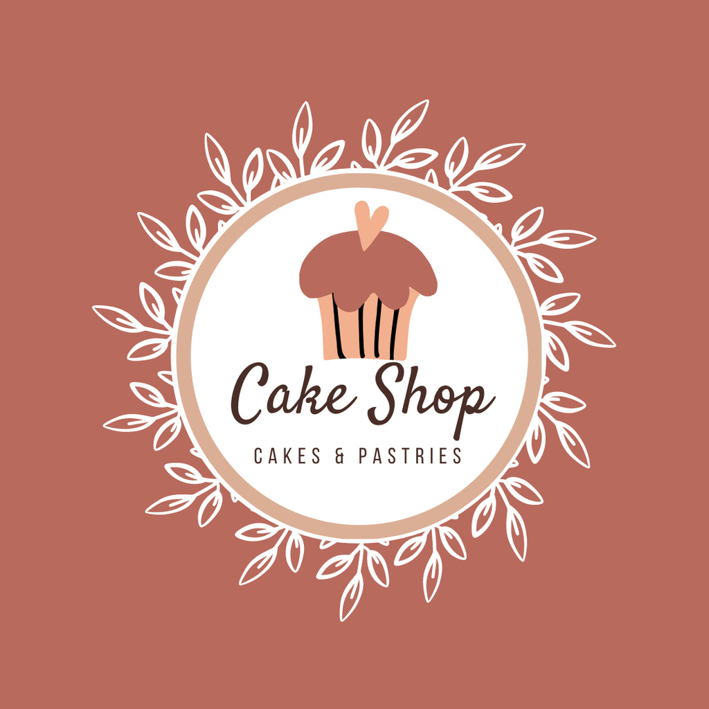 Bakery Ad with Pink Cupcake Logo 1080x1080px Design Template