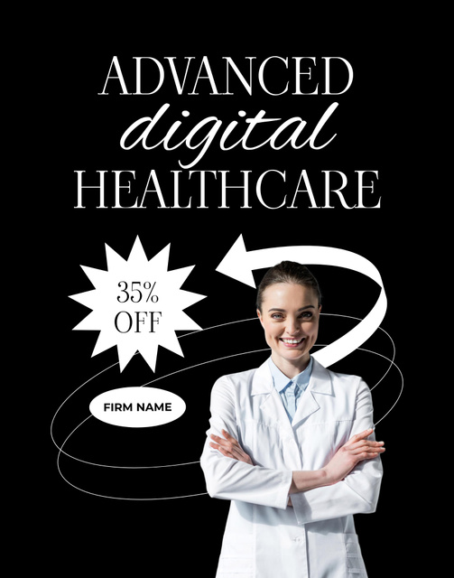 Digital Healthcare Services Ad Poster 22x28in Tasarım Şablonu
