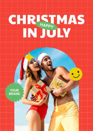 Modèle de visuel  Christmas in July with Young Couple on Beach - Flayer