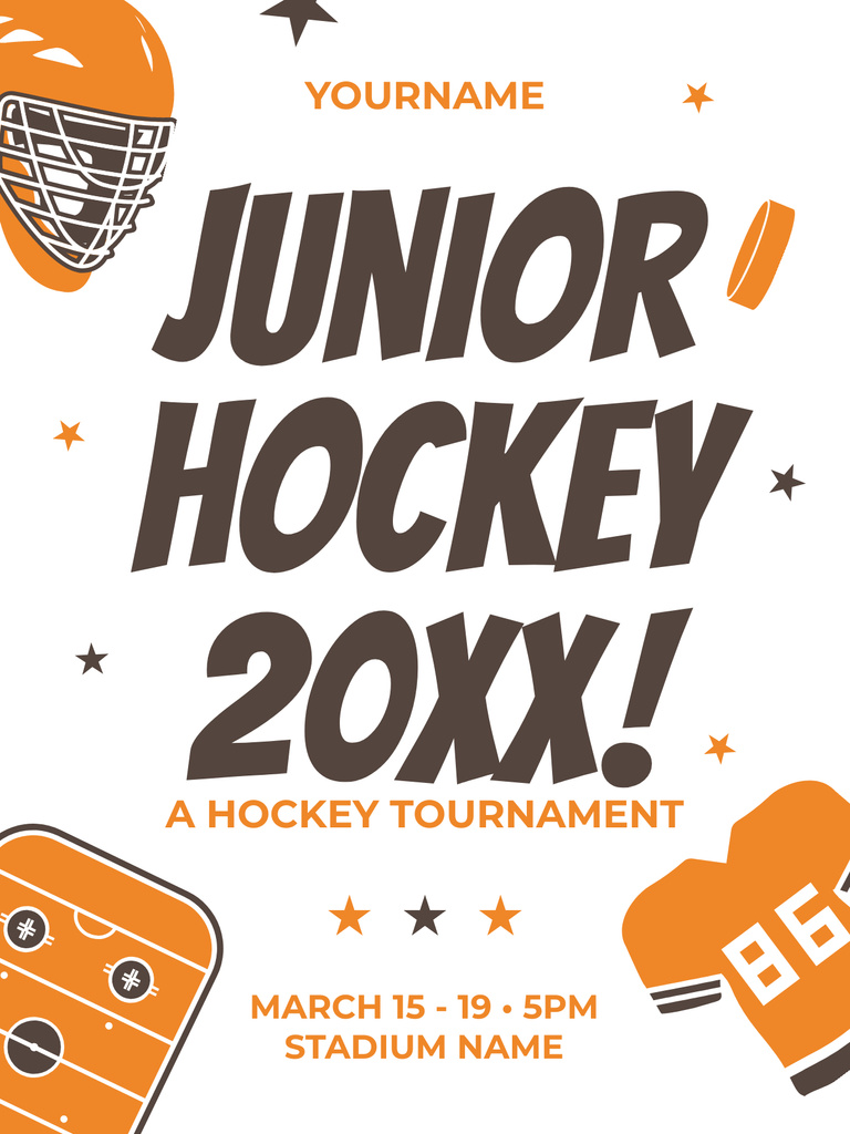 Junior Hockey Tournament Announcement Poster US – шаблон для дизайну