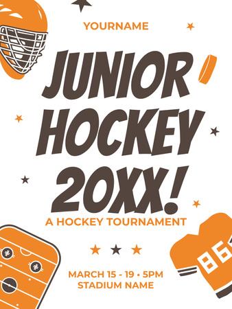 Junior Hockey Tournament Announcement Poster US Design Template