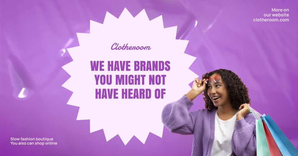 Ontwerpsjabloon van Facebook AD van Fashion Boutique Ad on Purple