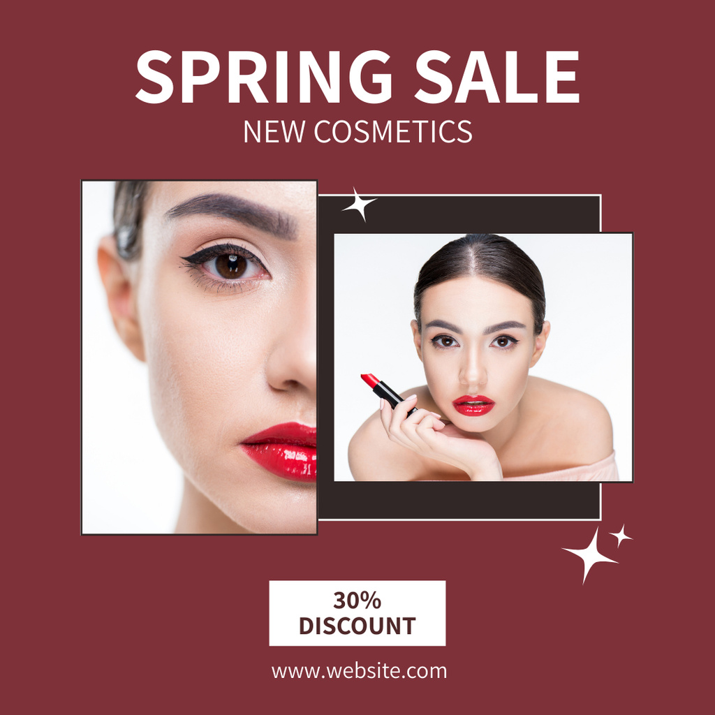 Spring Discount Offer for Cosmetics Collection Instagram Design Template