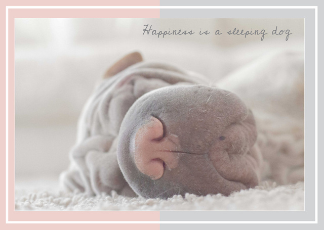 Cute Sleeping Dog Card Postcard Design Template