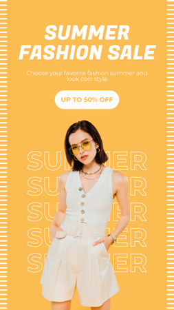 Szablon projektu Summer Fashion Sale Ad on Yellow Instagram Story
