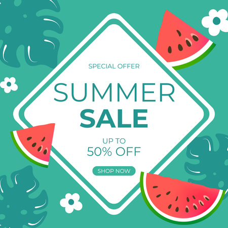 Designvorlage Sommer-Sonderangebot mit Wassermelone für Instagram