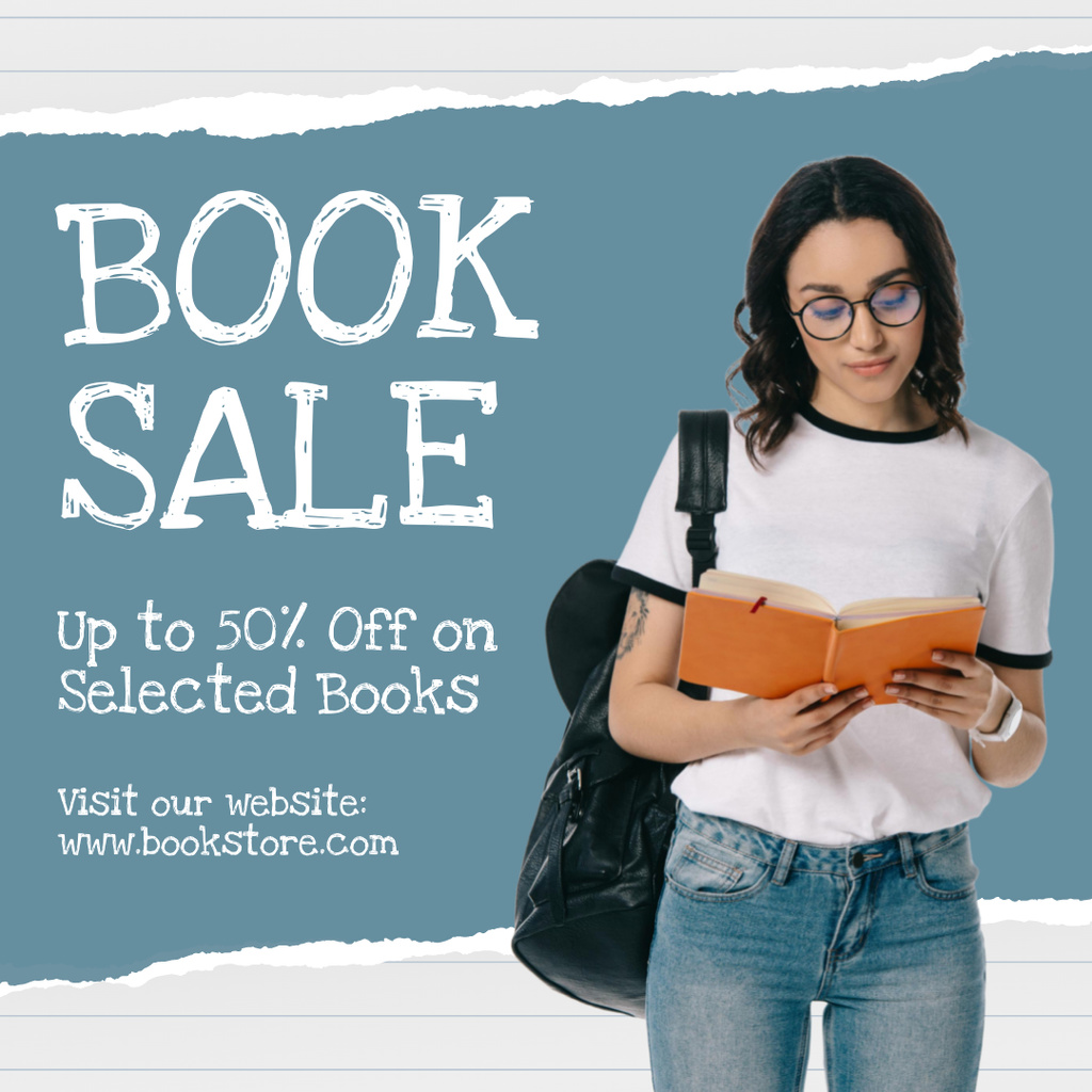 Ontwerpsjabloon van Instagram van Huge Books Discount Ad
